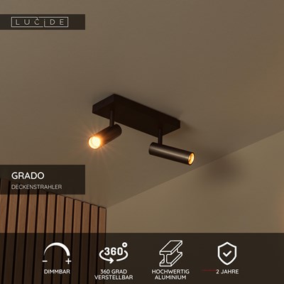 Lucide GRADO - Deckenstrahler - 2xGU10 (MR11) - Grauguss